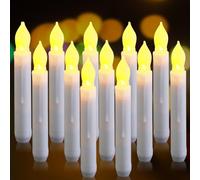 Aoreun Luz de vela LED, 12pcs Vela Cónica LED Sin Llama, Velas de Luz LED Largos, vela led pilas, para San Valentín, Cumpleaños, Fiestas, Navidad, Halloween, Decoración - Luz Blanca Cálida