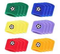 Aoreun Muñequeras Deportivas de Sudor para Niños, 24 Piezas Muñequeras Deportivas Coloridas Absorbentes de Fútbol de Muñeca para Deportes Atléticos Baloncesto Correr Tenis, 6 Colores