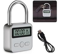 Aoreun Smart Time Lock, Bloqueo de tiempo inteligente con Pantalla LCD, 99 horas de bloqueo de tiempo máximo, Recargable USB Candado con Combinacion, Bloqueo de temporizador electrónico de metal