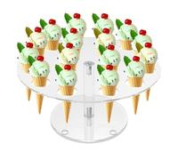 Aoreun Soporte para conos de helado, soporte de cono de helado de 16 agujeros, soporte de cono de helado acrílico soporte de cono acrílico para bodas, cumpleaños, navidad, fiestas