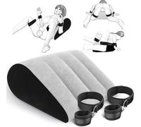 Aorgasms Set de Almohada Sexo Bondage Esposas - Esposas Ajustables Cojín para Posiciones Sexo Hinchable Cojín Cuña Sexual para Parejas Juguetes Sexo Muebles Sexo Set de Esposas BDSM Bondage (Gris)