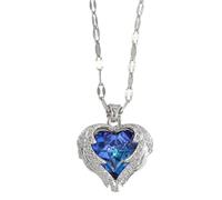 AORHOFJ 1 Piece Heart of the Ocean Necklace, Blue Crystal Necklace Love Collarbone Chain, Gift for Girlfriend Wife,Valentine's Day (Azul)