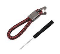AORHOFJ 1 Pieza Llavero Trenzado de Coche,Llavero de Cuerda,Llavero de Hebilla de Coche,Llavero de Coche para Hombre y Mujer,Llavero de Aleación con Destornillador de Regalo (Negro Rojo)