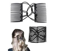 AORHOFJ 2Pcs de peine de pelo elástico para mujer,peine de clip de pelo elástico con doble peine accesorios de clip de pelo herramientas de peinado del cabello de las mujeres para el pelo fino,Negro