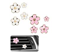 AORHOFJ 8 Piezas Flor Margarita Clip Ambientador Coche, Accesorios Coche, Decoración Interior, Difusor Aceite Esencial Mujer, Accesorios Decoración Interior Coche (Rosa, Blanco)