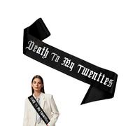 AORHOFJ Death to My Twenties Sash 30th Birthday Sash para Mujer Adulto Banda de Saten Negro con Letras Goticas Decoracion Cumpleaños 30 Decoracion Fiesta Rip 20s Foto Prop Regalo Divertido para Party