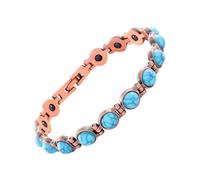 AORHOFJ Pulsera Magnética de Cobre para Mujer con Piedra Turquesa Natural, Brazalete de Terapia Magnética para Alivio del Dolor de Artritis y Energía, Pulsera de Cobre Puro