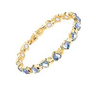 AORHOFJ Pulsera Magnética de Oro para Mujer con Corazón Azul y Piedras de Cristal Terapia Magnética Alivio del Dolor Artritis Regalos de Joyería Ajustable Pulsera Hombre Pulsera de Cobre Puro