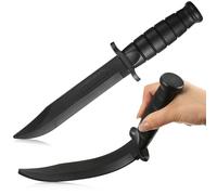 Aoriher 2 Cuchillos de Entrenamiento de Goma de Seguridad Juguete de Cuchillo Militar de Autodefensa Negro Clásico Cuchillo de Artes Marciales Suave Falso de TPR, Aspecto y Sensación Realistas