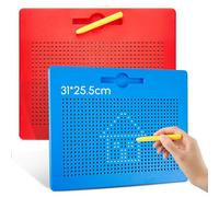 Aoriher 2 Tablas de Dibujo Magnéticas Grandes Tablero de Escritura de Bola de Acero Magnética con Bolígrafo para Niños Tableta de Viaje de Niños Juegos Educativos Regalos Fidget, 31 x 25,5 cm