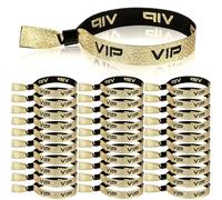 Aoriher 50 Pulseras de Identificación de VIP Doradas Cinta de Muñeca de Eventos de Tela Bandas de Entrada de VIP Pulseras de Festival para Fiesta de Boda Cumpleaños Conciertos Cine Exhibición