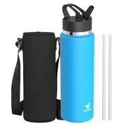 AORIN Botella de Acero Inoxidable - 1L - Botella Termica con Pajita Sin BPA - Botellas Aislamiento Al Vacío de Fugas -Reutilizable Frasco Térmico para Deporte, Oficina, Yoga, Viajes