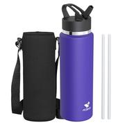 AORIN Botella de Acero Inoxidable - 1L - Botella Termica con Pajita Sin BPA - Botellas Aislamiento Al Vacío de Fugas -Reutilizable Frasco Térmico para Deporte, Oficina, Yoga, Viajes