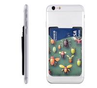 AoRom Insect Atlas - Tarjetero impreso para teléfono, de cuero, adhesivo en el bolsillo para tarjetas de crédito para teléfonos inteligentes, blanco, 91701, blanco, talla única