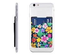 AoRom Soporte para tarjetas de teléfono con estampado de flores coloridas, tarjetero de cuero, adhesivo en el bolsillo para tarjetas de crédito para teléfonos inteligentes, blanco, talla única