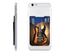 AoRom Soporte para tarjetas de teléfono con estampado de guitarra instrumental, tarjetero de cuero, adhesivo en el bolsillo para tarjetas de crédito para teléfonos inteligentes, 91701, blanco, talla