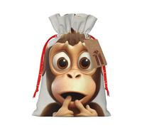 AoRom The Silent Monkey - Bolsas de regalo de Navidad con cordón, bolsas de tela reutilizables, bolsa de regalo de Navidad con etiqueta de regalo para recuerdos de fiesta