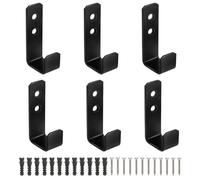 AOROPS 6 ganchos de pared para cargas pesadas, en forma de J, color negro, ganchos de pared para atornillar, resistentes para colgar, artículos voluminosos, soporte de pared