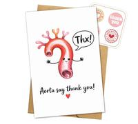 Aorta - Tarjeta de agradecimiento divertida para el día del médico, regalo para médico, enfermera, escuela de medicina, un pequeño corazón para decir un gran agradecimiento, mujeres, amigos, familia