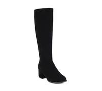 AORUIDAX Botas para Mujer Invierno Ante Tacón Ancho Tacón Alto Botas Retro Largo Botas,Negro,38 EU