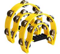 Aorwh Batería de mano panderetas doble fila pandereta media luna pandereta portátil para KTV fiesta reunión familiar