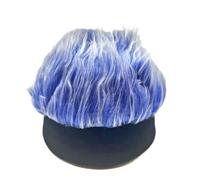 Aorwh Sombreros Sin Ala para Adultos Gorra de BéIsbol Gorro Deportivo Peludo para Mujer Gorro de Peluca Tejido con Pelucas Hombre Hip Hop Diadema Negro+Azul