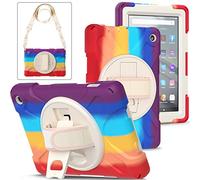 Aosailjet Funda Amazon Fire 7 2022 (7" 12ª Gen), Híbrido Tres Capas Funda Carcasa Protector con Correa de Bandolera/Correa de Mano, 360 Rotación Kickstand para Amazon Fire 7 2022 (7" 12ª Gen)