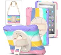 Aosailjet Funda Amazon Fire 7 2022 (7" 12ª Gen), Híbrido Tres Capas Funda Carcasa Protector con Correa de Bandolera/Correa de Mano, 360 Rotación Kickstand para Amazon Fire 7 2022 (7" 12ª Gen)