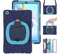 Aosailjet Samsung Galaxy Tab A 10.1 T510 T515 Funda, Carcasa Rugosa con Soporte de Rotación de 360° y Correa de Hombro, Funda Antichoque para Samsung Galaxy Tab A 10.1 T510 T515 (Azul)