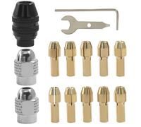 Aoserge Juego de pinzas para portabrocas de taladro, 15 piezas 4486 portabrocas sin llave para Dremel, 1/32 a 1/8 pulgadas, herramienta giratoria de vástago de portabrocas sin llave, adaptador de