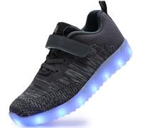 AoSiFu Zapatos iluminados para niños y niñas, transpirables, con luces LED, intermitentes, carga USB, E-gris oscuro, 2 Little Kid