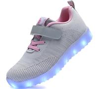 AoSiFu Zapatos iluminados para niños y niñas, transpirables, con luces LED, intermitentes, carga USB, gris (E-Grey), 9 Toddler