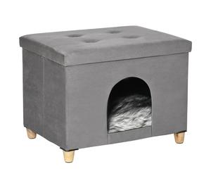 Aosom Cama Nido Gato para Gatos Moderno Mediano Decorativo Confortable Estilizado Duradero Espacio Amplio 60x45x44,5 cm Gris Aosom España