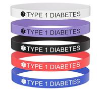 Aospkle 5 pulseras de alerta médica para hombres y mujeres, pulsera de silicona para diabéticos, anticoagulante, marcapasos y epilepsia, 8in, Silicona, No es una piedra preciosa