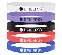 Aospkle 5 pulseras de alerta médica para hombres y mujeres, pulsera de silicona para diabéticos, anticoagulante, marcapasos y epilepsia, 8in, Silicona, No es una piedra preciosa