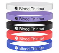 Aospkle 5 pulseras de alerta médica para hombres y mujeres, pulsera de silicona para diabéticos, anticoagulante, marcapasos y epilepsia, 8in, Silicona, No es una piedra preciosa