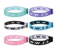 Aospkle Paquete de 6/12 pulseras WWJD para mujeres y hombres, pulseras de regalos cristianos, pulseras WWJD - Pulsera ¿Qué haría Jesús?, Fibra de poliéster, No es una piedra preciosa