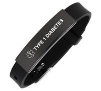 Aospkle Pulsera de alerta médica para mujeres y hombres, pulsera de alerta médica ajustable de silicona para diabéticos, diluyente de sangre para epilepsia, type 1 diabetes, Silicona, No es una piedra