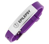Aospkle Pulsera de alerta médica para mujeres y hombres, pulsera de alerta médica ajustable de silicona para diabéticos, diluyente de sangre para epilepsia, epilepsy, Silicona, No es una piedra