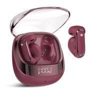 AOSRAU Auriculares Oreja Abierta Bluetooth 5.4 con estéreo HD, Auriculares Open Ear con Pantalla LED, IP7 Impermeable Auriculare Clip con micrófono ENC, Ajuste Súper Cómodo y Estable, Rojo