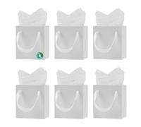 Aosric Mini bolsas de regalo blancas con papel de seda de 4 x 2.8 x 4.5 pulgadas, paquete de 6 bolsas de regalo pequeñas resistentes y reutilizables con asas para joyas, perfume, Navidad, recuerdo de