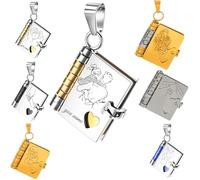Aosrioylt Personalized Daughter Book Necklace, Custom Message Mini Book Pendant Adjustable Silver 18k Gold Book Necklaces with 6 Pages of Engraved Information,Openable Multi Layer Book Jewelry