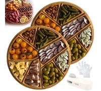 Aosrioylt Puzzle Serving Tray Wood Food Platter Funny Wooden Puzzle Shaped Snack Tray with 8 Removable Compartments for Cheese Meat Fruit Nuts Appetizers Dips Kitchen Coffee Table Party Gift(2pcs)