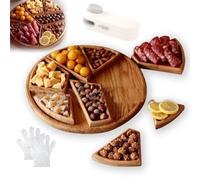 Aosrioylt Puzzle Serving Tray Wood Food Platter Funny Wooden Puzzle Shaped Snack Tray with 8 Removable Compartments for Cheese Meat Fruit Nuts Appetizers Dips Kitchen Coffee Table Party Gift(1pc)