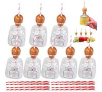 Aosrioylt Vasos Reutilizables con Pajita Patrón, minibotellas de Tequila vacías, Botellas de plástico acrílico de 13 oz for champán, Vino, Alcohol, Recuerdos de Fiesta y Bodas, 375 ml(8pc)