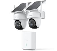 aosu 2K Camara de Vigilancia Solar Exterior, 2 Cámaras con aosuBase Kit, Sin Suscripción, 32 GB Local, 360° PTZ Seguimiento Automático Audio Bidireccional Visión Nocturna Color, WiFi 2.4/5 GHz