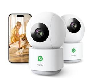 aosu 2K Camara Vigilancia WiFi Interior 360°, Nocturna HD de 10 m, WiFi 5G/2.4 GHz, Detección Humana AI, Audio Bidireccional, Llamada de un Toque, para Bebé/Mascotas, Compatible con Alexa