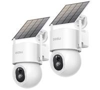 AOSU 3K 5MP Cámara Vigilancia Exterior WiFi Inalámbrico, 360° PTZ, Panel Solar de Alta Capacidad, Detección AI de Personas, Mascotas, Vehículos, Visión Nocturna en Color, Luz Alarma, 400lm Foco, 2Pz