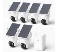 aosu 3K Cámara de Vigilancia WiFi Exterior Solar, Kit 6 Cámaras con aosuBase 2.0, Sin Suscripción, hasta 1 TB (32 GB Interno), 360° PTZ Seguimiento Auto AI Persona/Vehículo, WiFi 5G/2.4GHz