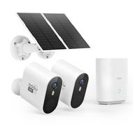 AOSU 3K Camara Vigilancia WiFi Exterior Solar con Batteria, 5MP 2 Security Camaras sin Cables, Visión Nocturna Colorida, Vista de 166°, Audio Bidireccional, Detección de Movimiento PIR, IP67